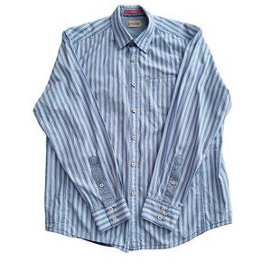 Tommy Bahama Mens White, Red and Blue Striped Long Sleeve Button Down Shirt Sz M